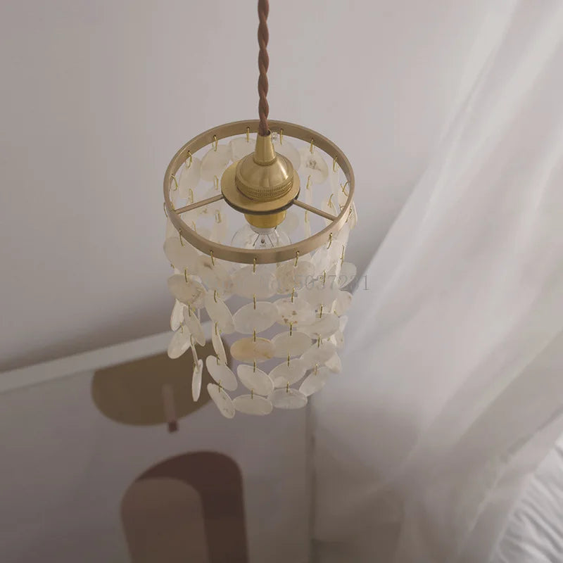Suspension de luxe en cuivre avec coquillages naturels rétro