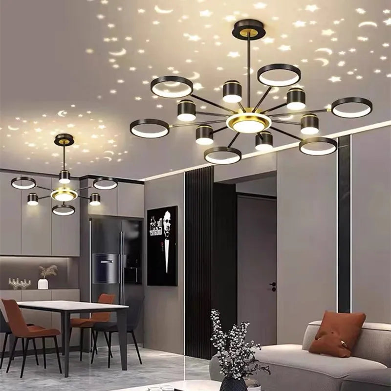 lustre romantique étoilé moderne 6 lumières créatif
