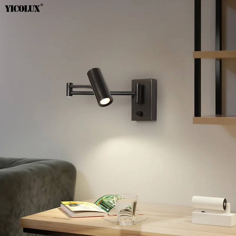 Rotatif moderne applique murale LED lampes noir blanc salon TV fond applique allée lumières projecteur éclairage intérieur décor à la maison