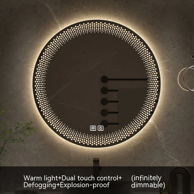 miroir rond à led avec rétroéclairage réglable et antibuée intelligent