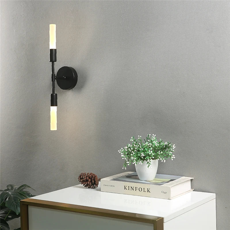 applique murale modernes minimalistes en verre 2 têtes
