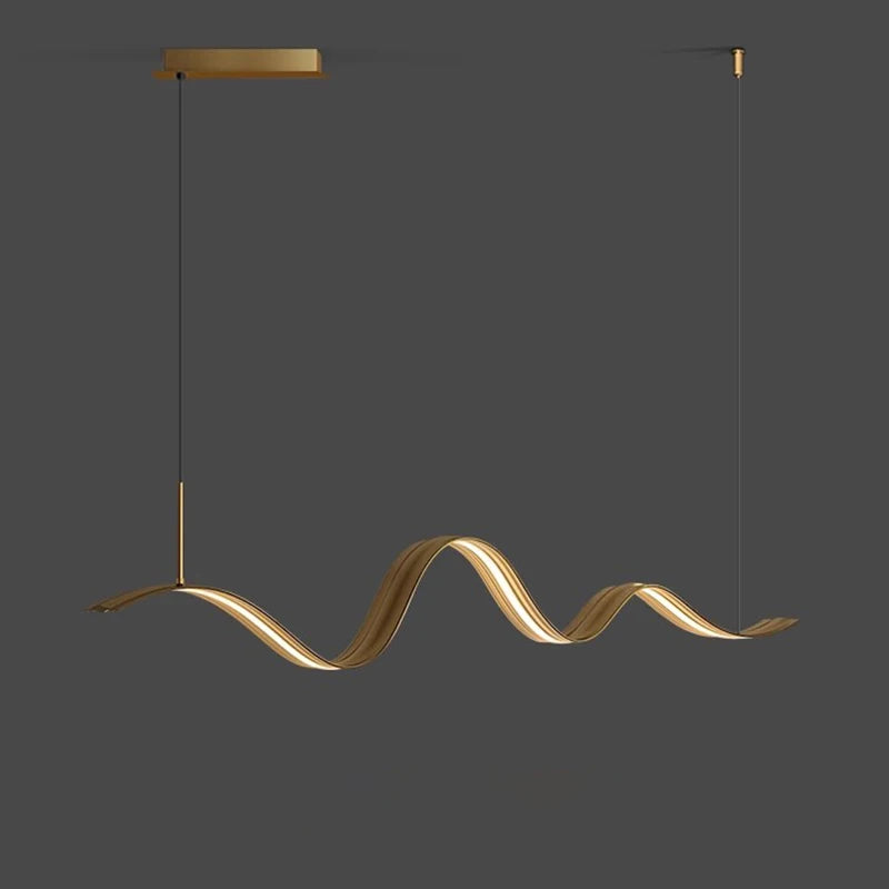 lustre led en cuivre moderne avec design à vagues