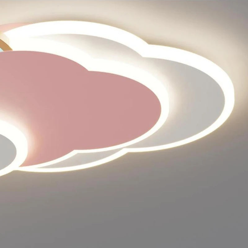 plafonnier nuage arc-en-ciel romantique pour princesse avec télécommande en option