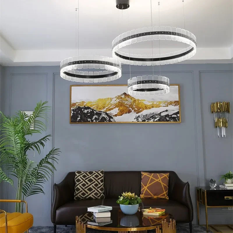 Italy Chandelier Acrylic Luxury Pendant Lamp LED Hanging Light Living Dining Room Bedroom