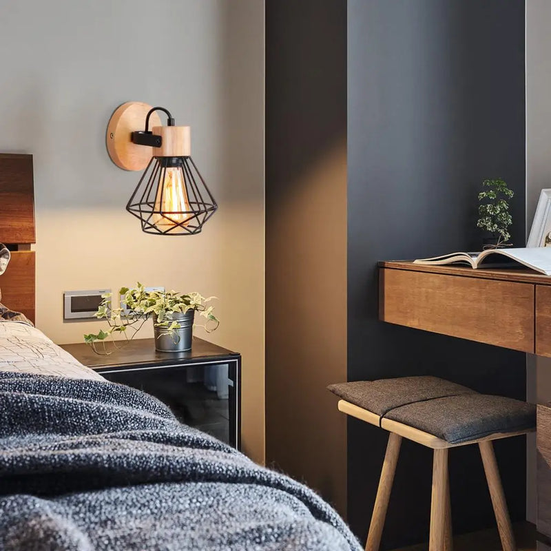 applique murale en bois style loft vintage éclairage intérieur moderne