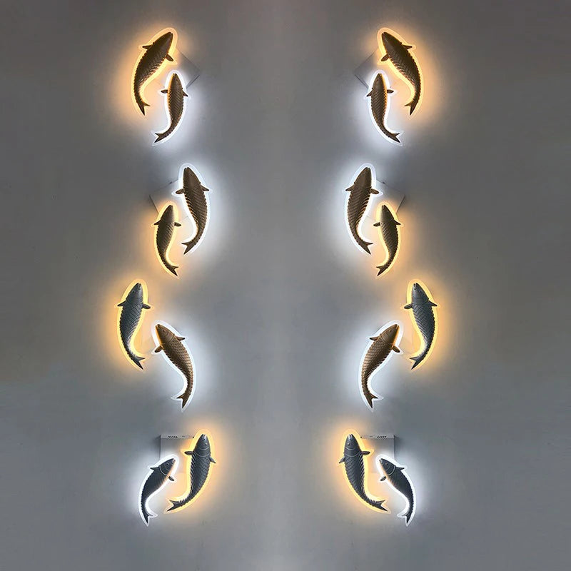 applique murale moderne led acrylique en forme de poisson décorative
