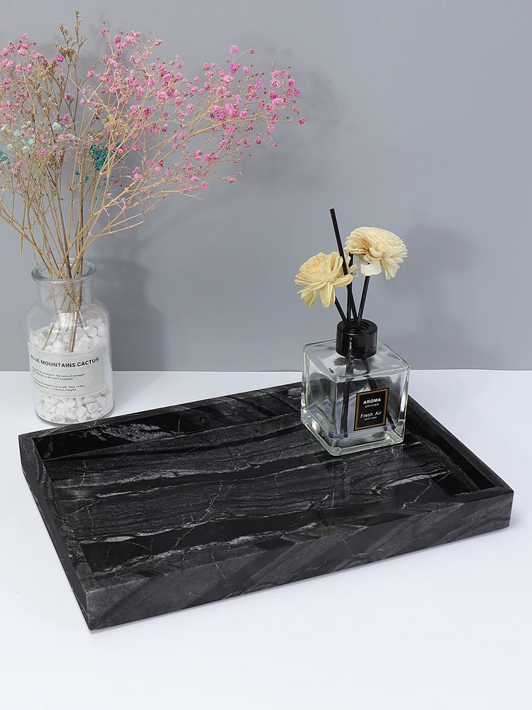 boîte de rangement en travertin et marbre naturel luxe