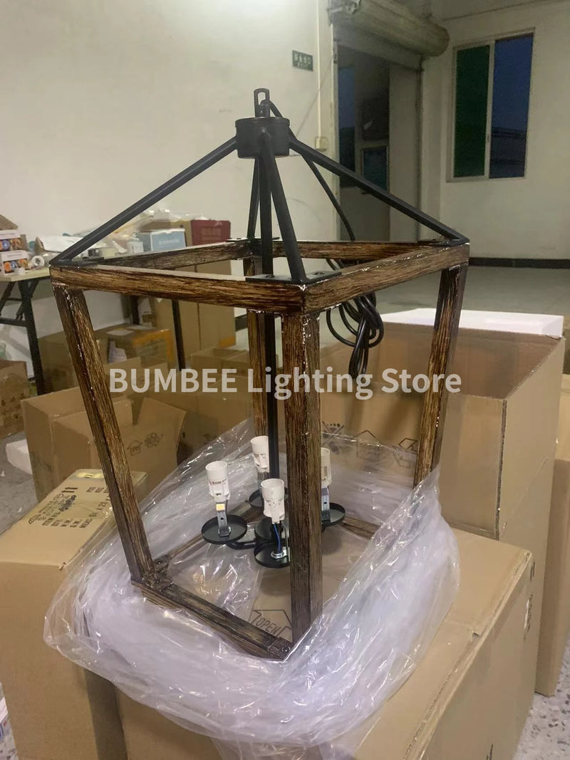 lustre américain rétro forme cage à oiseaux éclairage industriel moderne