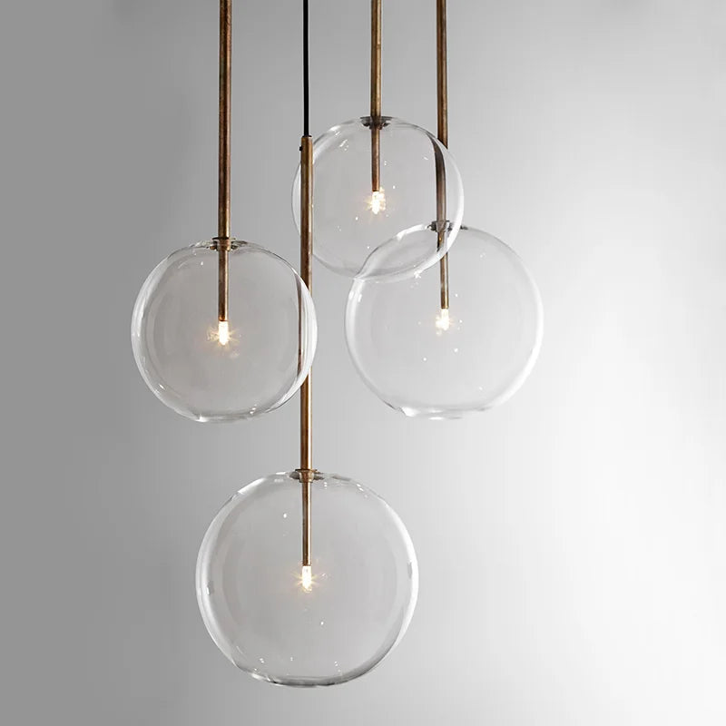 Suspension boule verre design nordique moderne décoratif loft LED