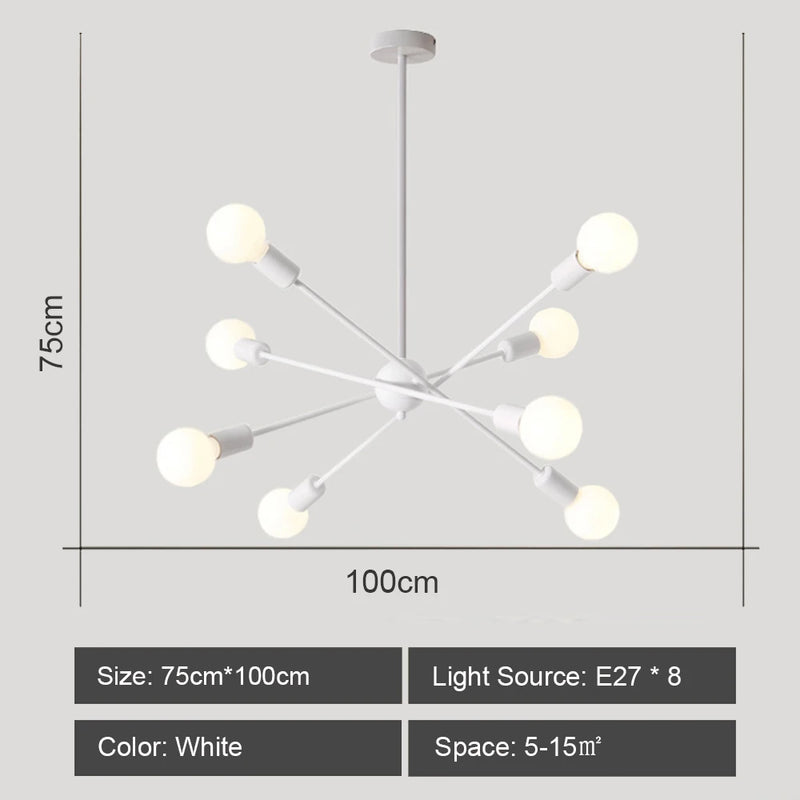 lustre moderne nordique sputnik avec éclairage led intérieur