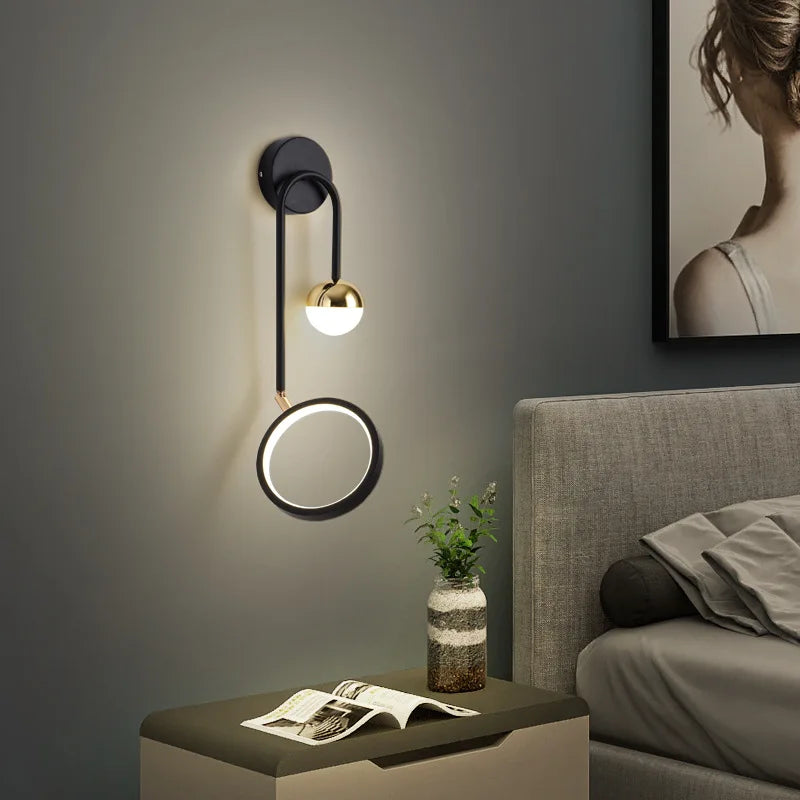Nordique Led intérieur applique têtes de lit boule ronde fond applique murale allée salon chevet chambre décoration applique murale