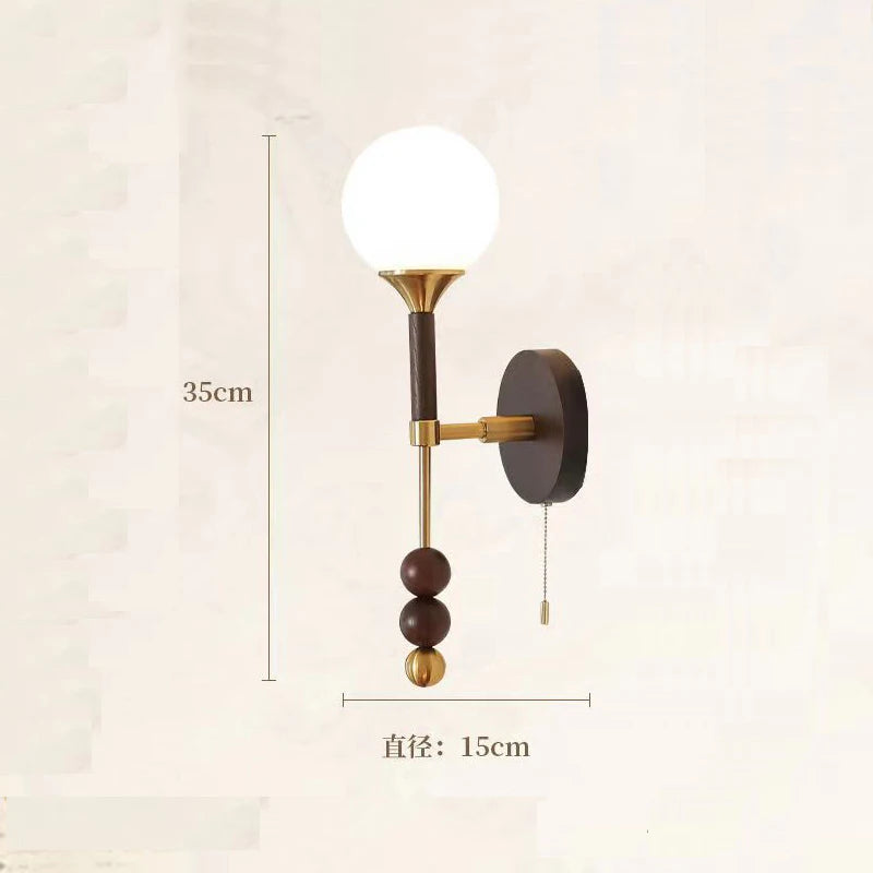 Applique murale Vintage en bois et verre