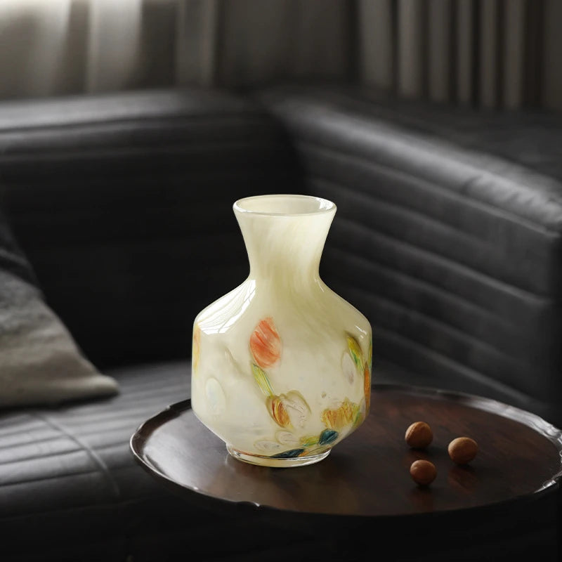 vase en verre imprimé motif floral pour terrarium décoration maison