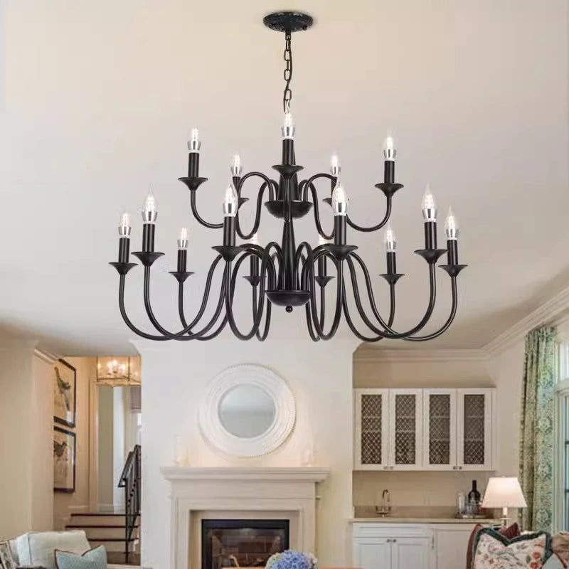 lustre rustique classique en fer pour décoration intérieure