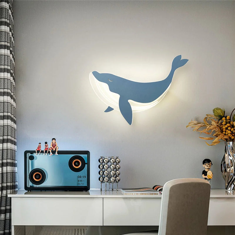 Applique murale acrylique motif dauphin lapin pour enfants