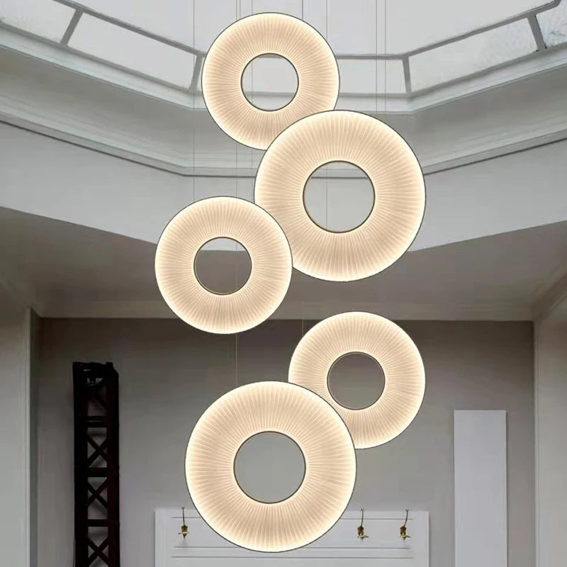 lustre moderne en tissu iris led pour décoration d'hôtel