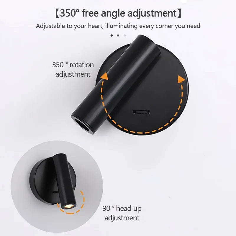 Applique murale led moderne réglable rotative pour lecture