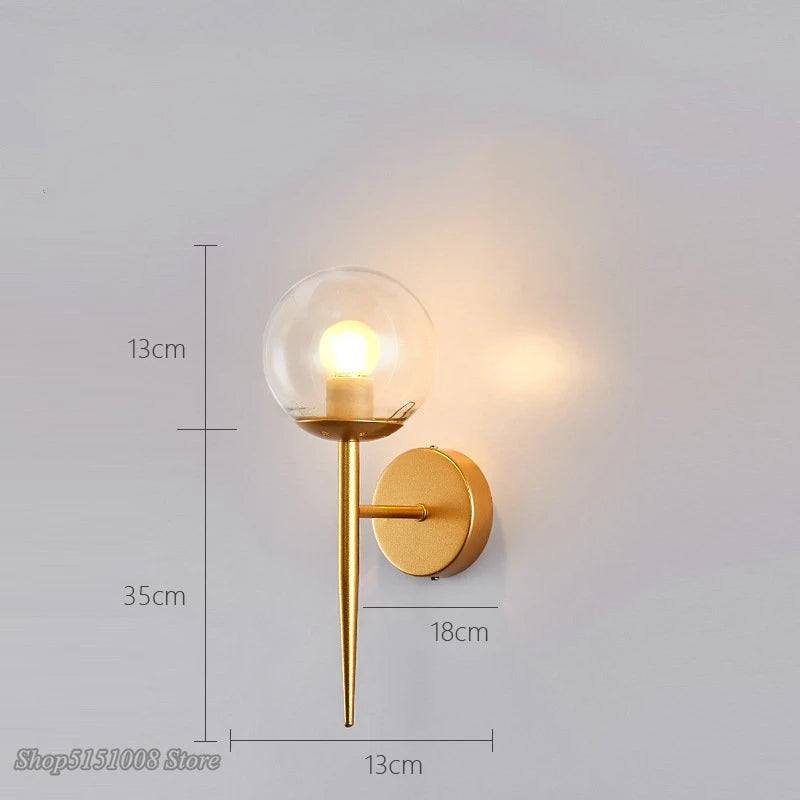 applique murale led modernes nordiques boule de verre décoration artistique