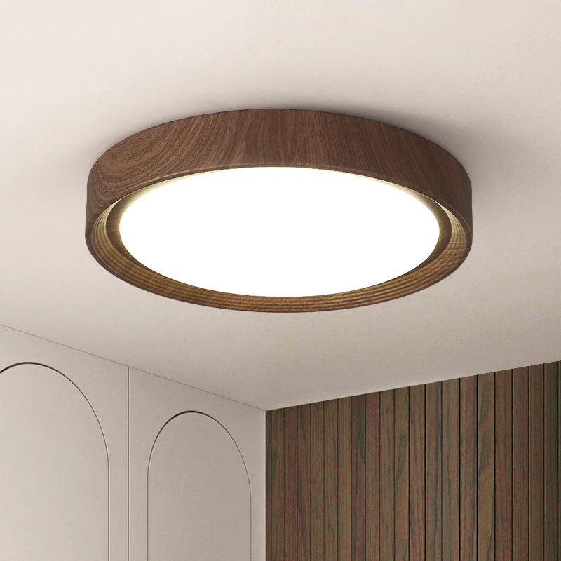 Plafonnier led en bois rond pour décoration intérieure