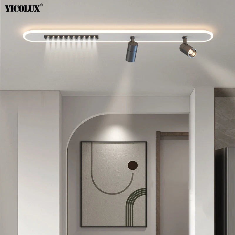 Plafonnier moderne led avec spots gradation simple longue maison intérieur