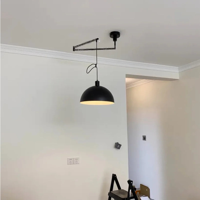 Suspension métal chromé réglable long bras