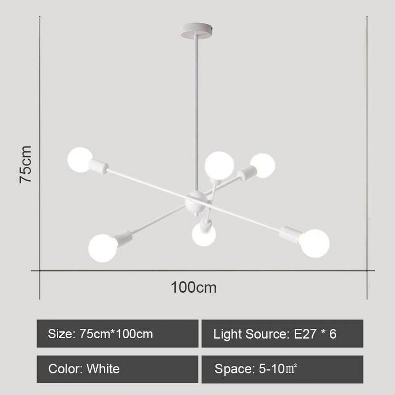 lustre moderne nordique sputnik avec éclairage led intérieur
