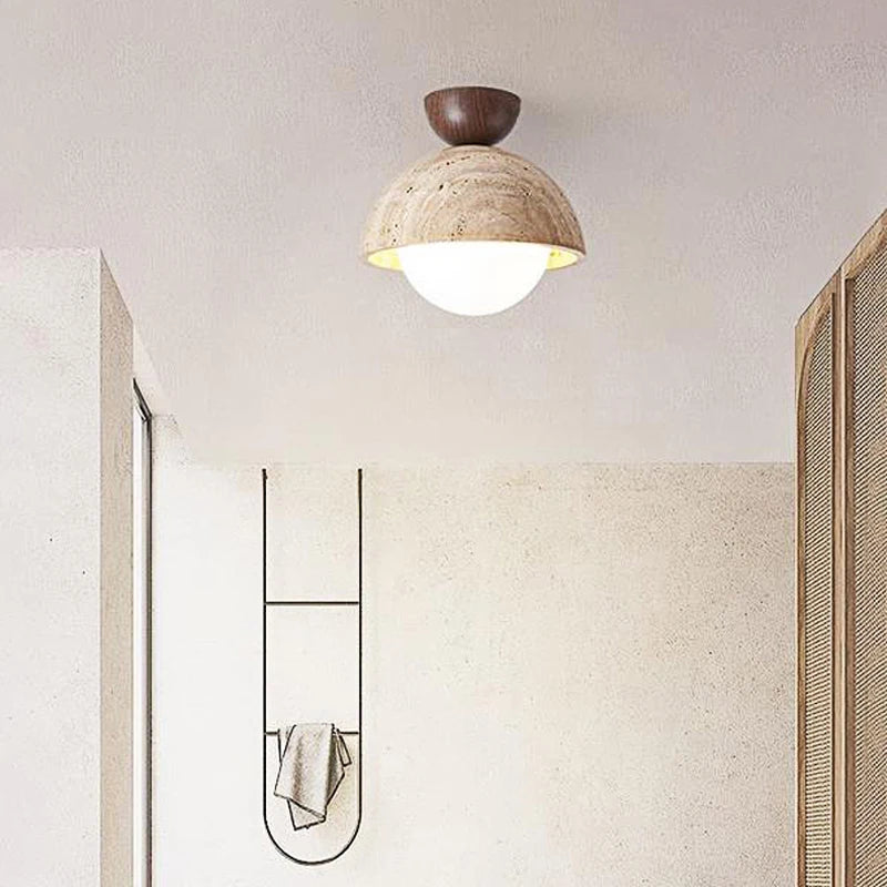 plafonnier scandinave travertin wabi sabi led marbre