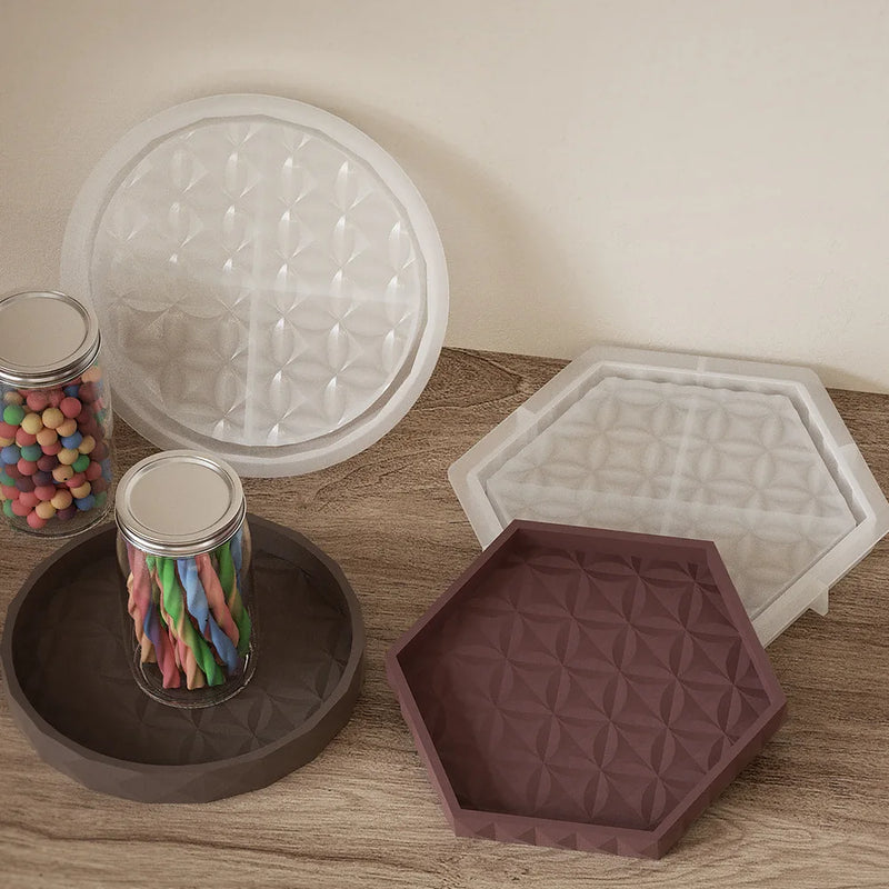 plateau en béton pour rangement et décoration artisanale sous-verre