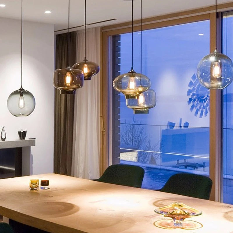 suspension moderne loft luminaire en verre multicolore vintage