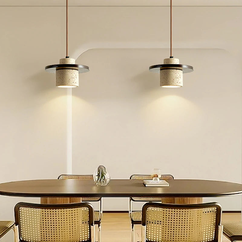 suspension en pierre et bois pour restaurant et maison