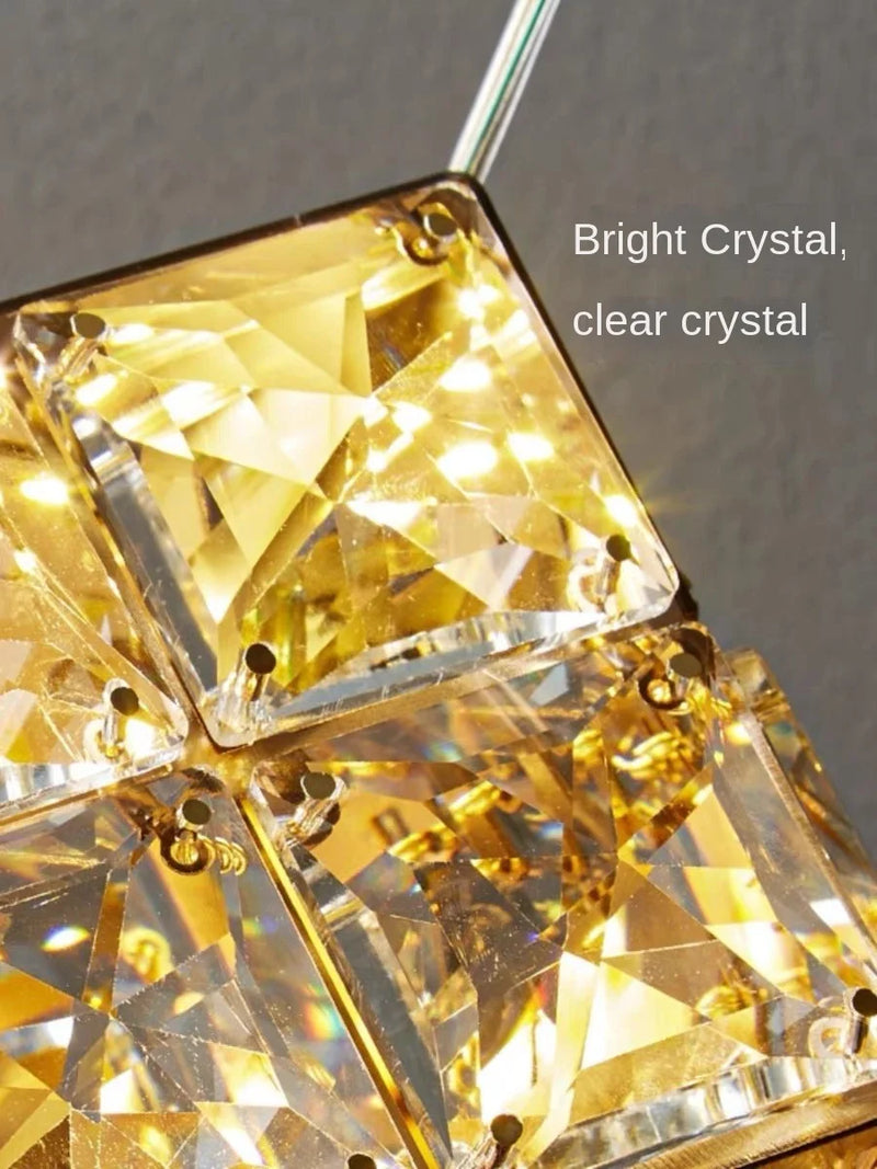 Modern Light Luxury K9 Crystal Villa Living Room Elevated loft Apartment Jumping Floor Rotating Hotel Duplex Floor Pendant Light