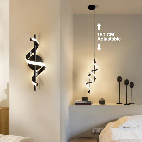Suspension LED créatif moderne à spirale