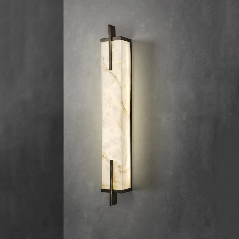 Applique murale Led en laiton doré et marbre