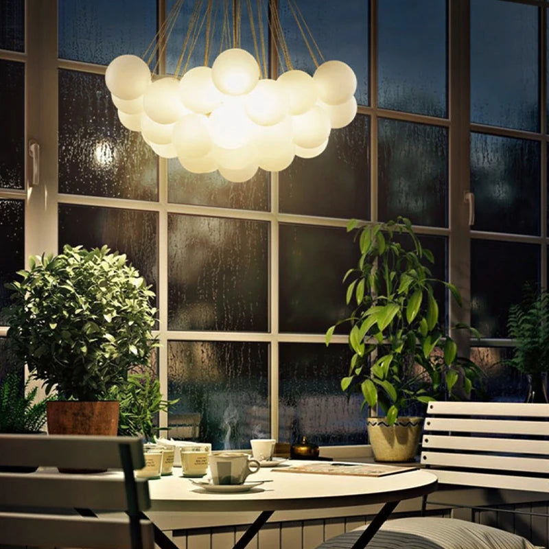 lustre boule de verre moderne led suspension nordique suspendu