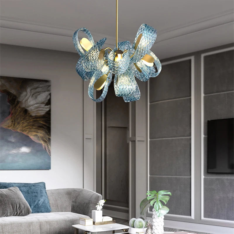 Placards de chambre à coucher bleu serpent échelle verre luminaire applique murale LED lampe Lustre luxe décor à la maison appareil ménager décoration murale