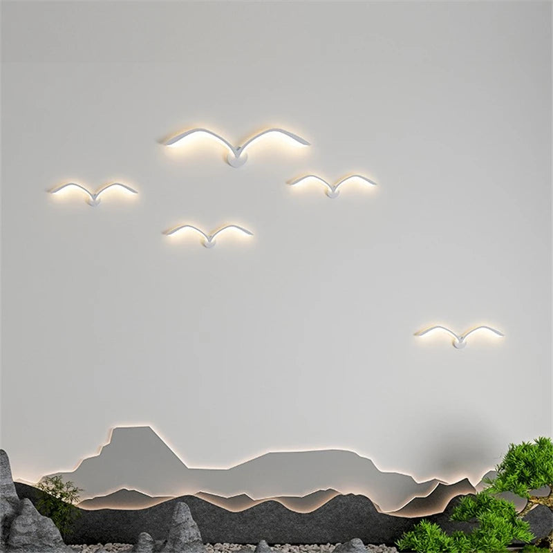 applique murale led modernes en forme de mouette en acrylique