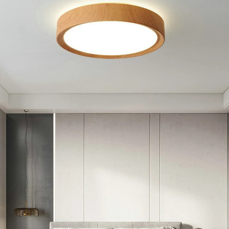 plafonnier led rond en bois éclairage d'intérieur luminaire décoratif