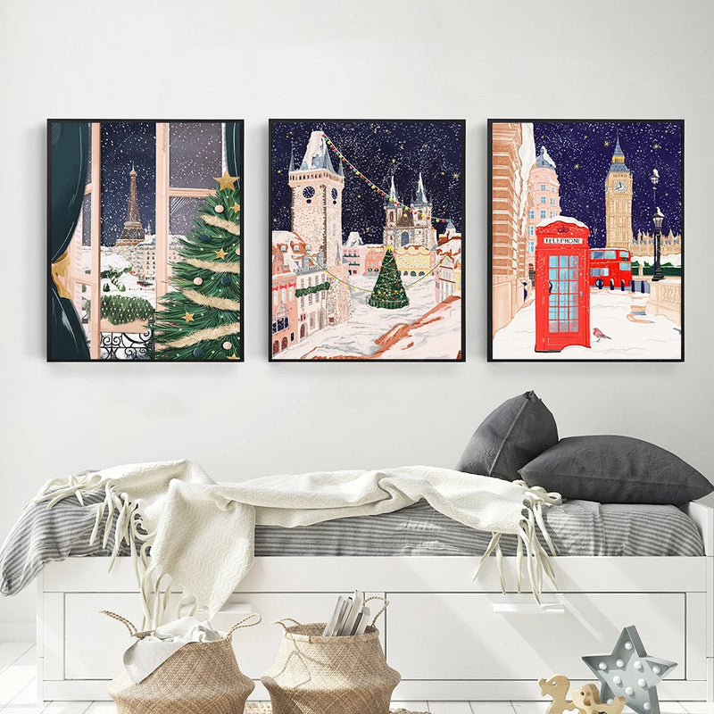 affiche murale voyage londres paris prague décoration chalet de vacances