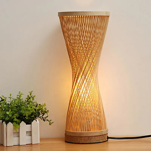 Lampe de Table en bambou tissée à la main