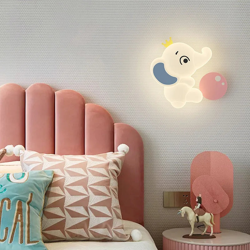 appliques murales led mignonnes en forme d'éléphant pour enfants