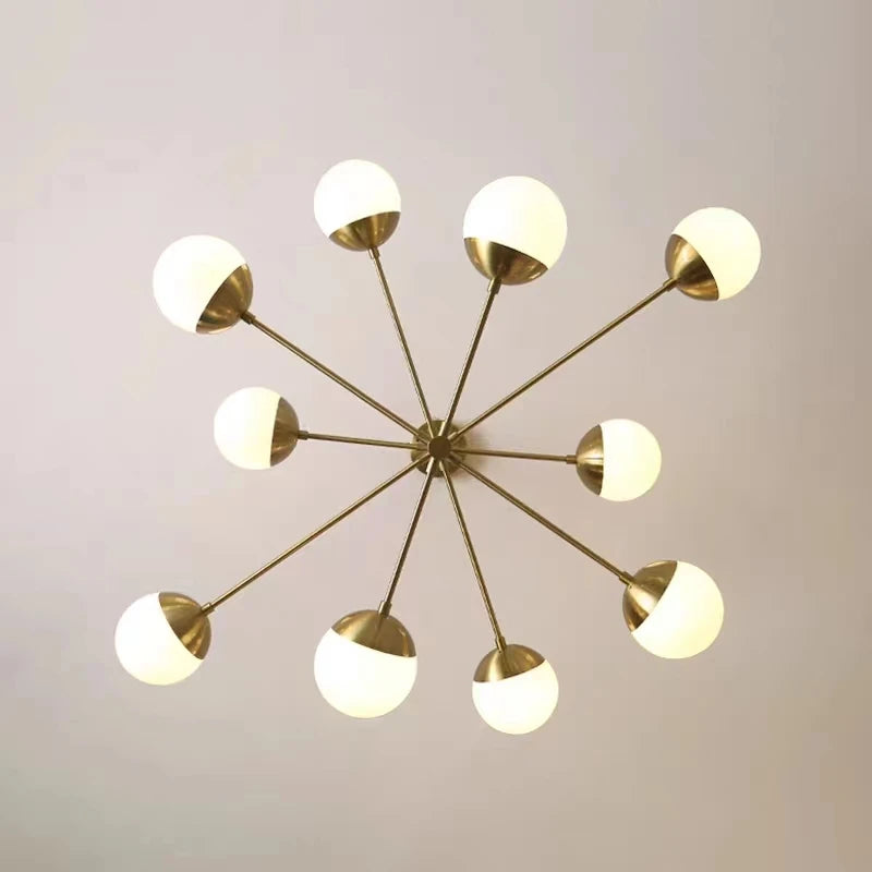 lustre moderne boule de verre métal doré décoration artistique