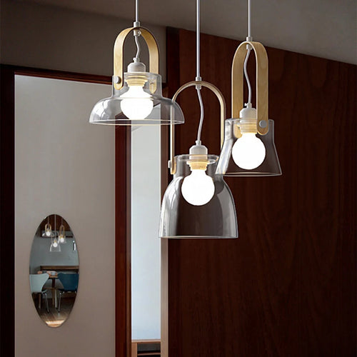 suspension en verre transparent avec fil réglable pour décor intérieur