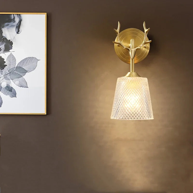 lustre en verre rétro à têtes multiples en cuivre design élégant