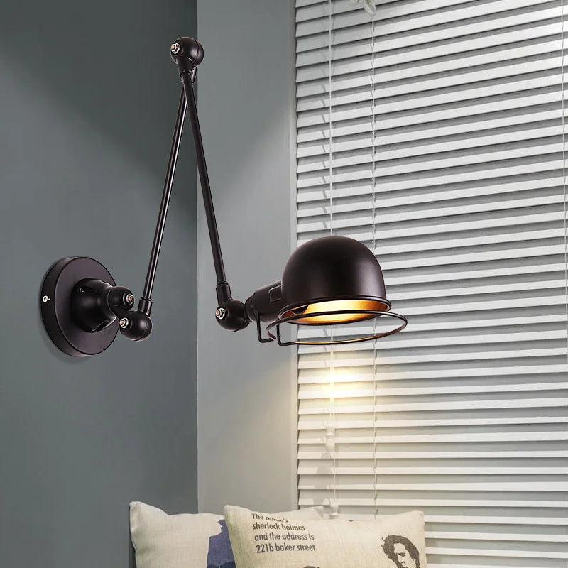 applique murale rétractable bras oscillant avec interrupteur loft