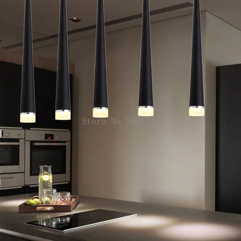 Suspension conique led moderne pour plafond avec décor artistique