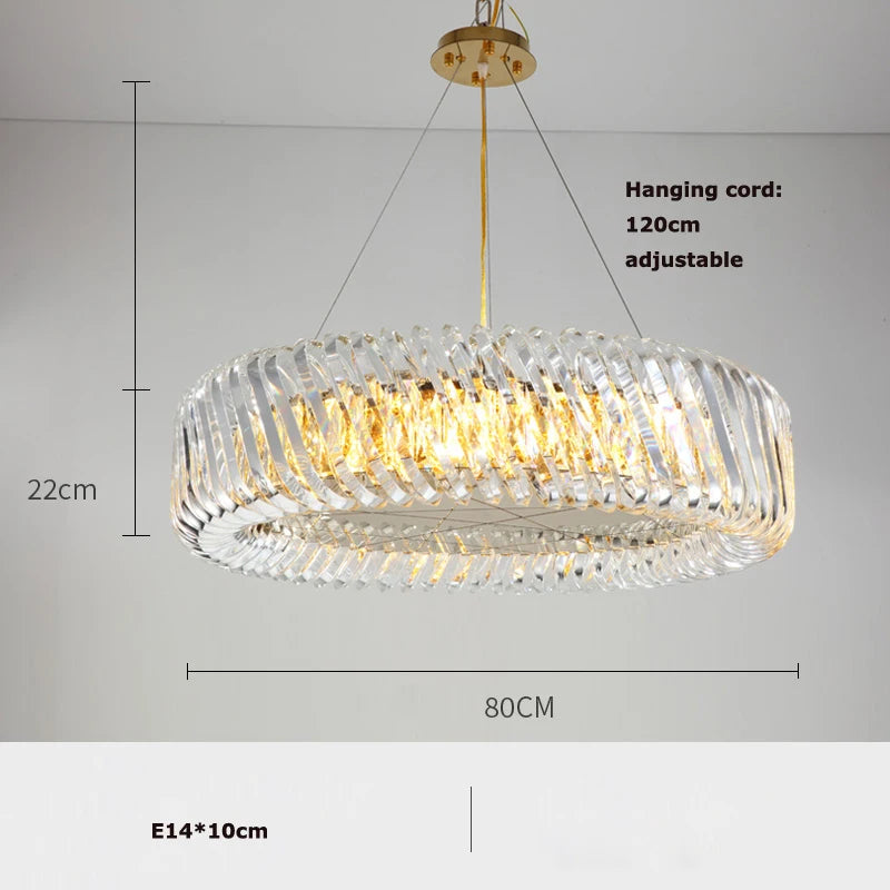 plafonnier moderne rond en cristal doré à led dimmable