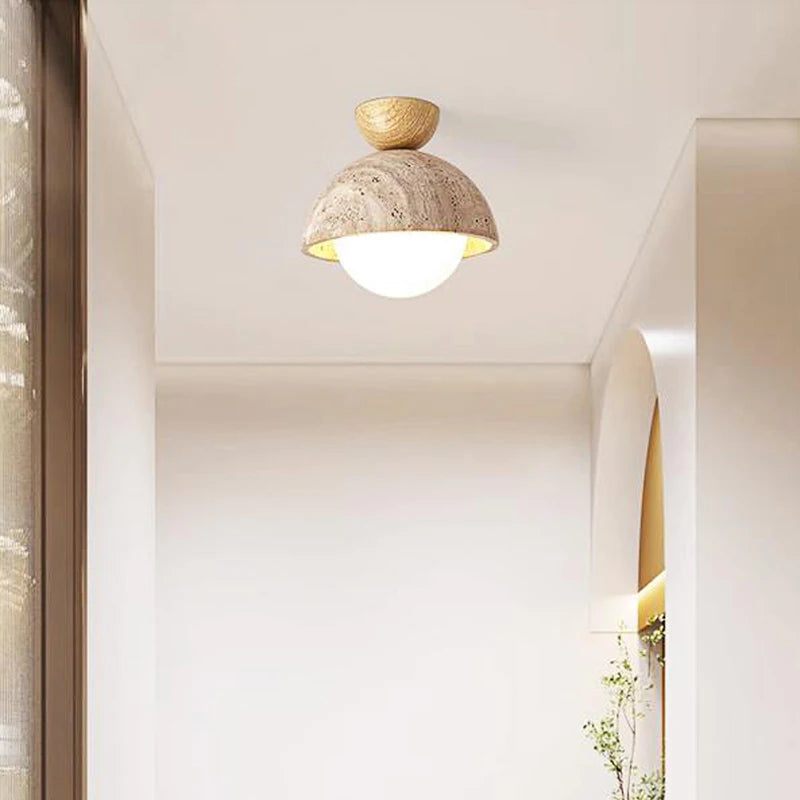 plafonnier scandinave travertin wabi sabi led marbre