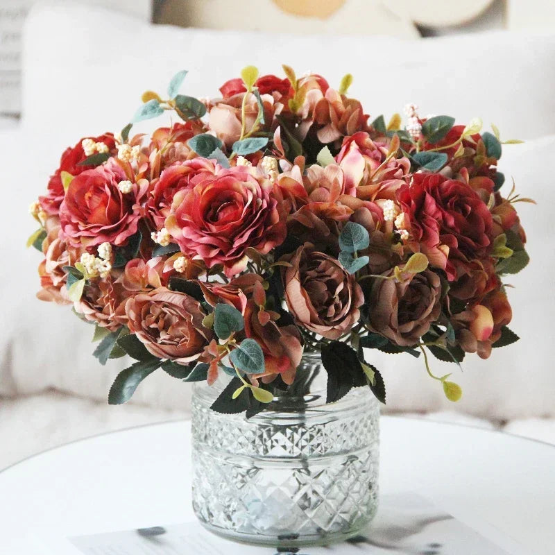 bouquet de pivoines roses en soie pour décoration intérieure