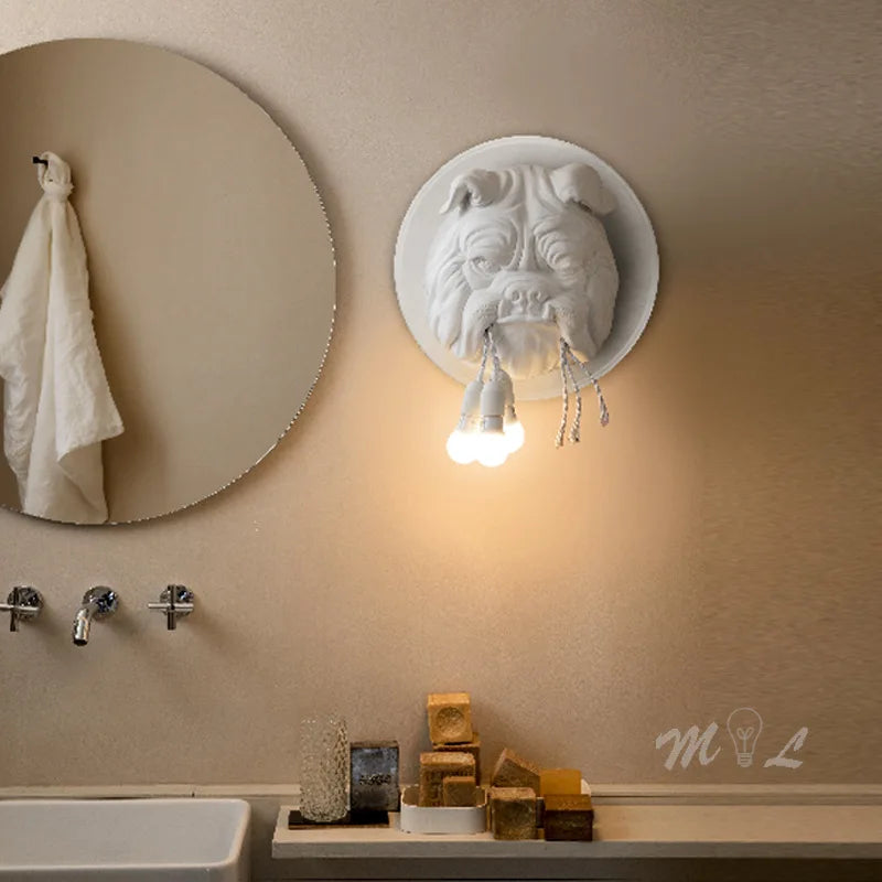 applique murale en résine décorative avec tête de chien nordique