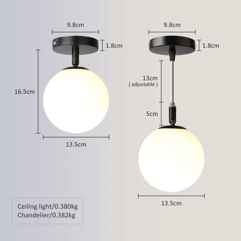 plafonnier nordique minimaliste moderne en verre rond